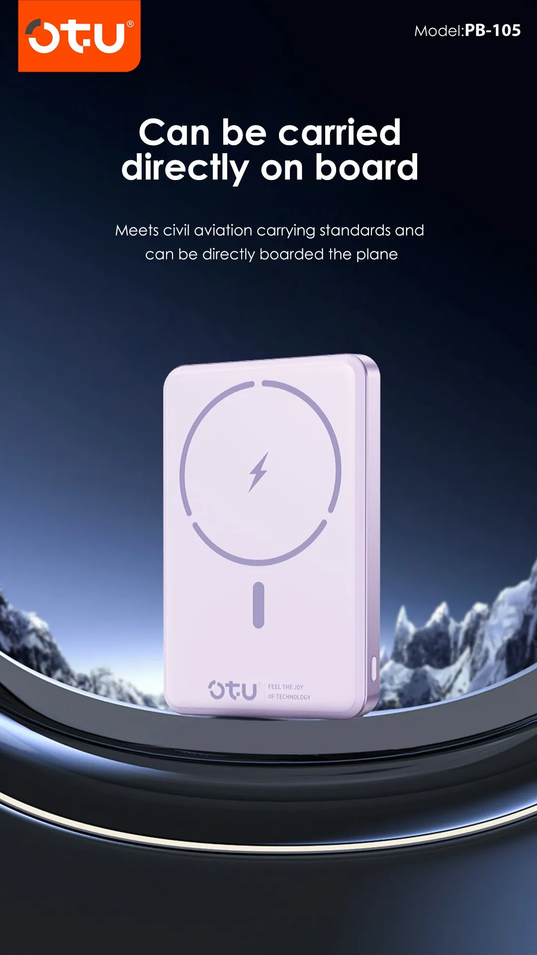 Повербанк с беспроводной зарядкой OTU PB-105 (10000 mAh), 15W MagSafe Wireless / 20W USB-C Power Bank