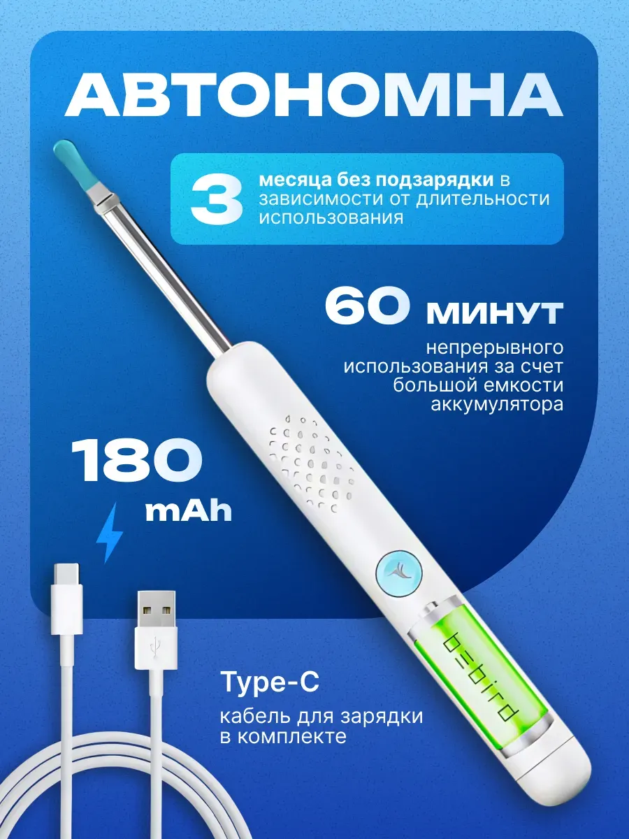Умная ушная палочка Xiaomi Bebird Smart Visual Spoon Ear Stick R1