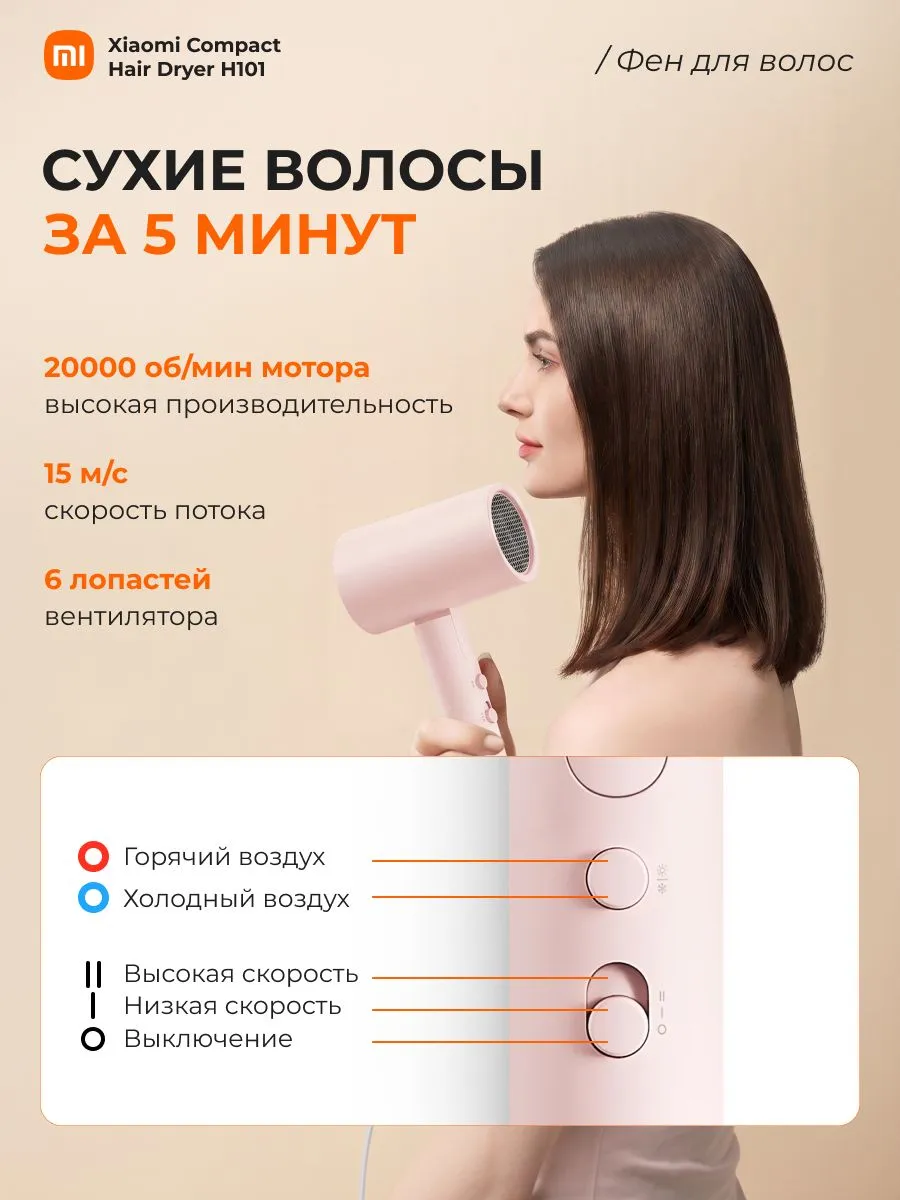 Фен Xiaomi Mijia Negative Ion Hair Dryer H101 (CMJ04LXP) Розовый