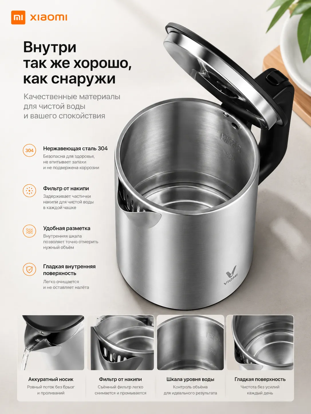 Чайник Xiaomi Viomi Electric Kettle Stainless Steel (YM-K1506) 1.5L