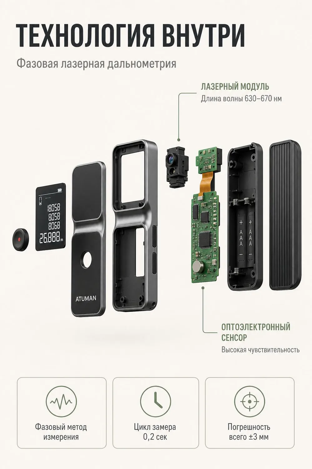 Лазерный дальномер Xiaomi AtuMan Duka LS-A Laser Range Finder (50 метров)