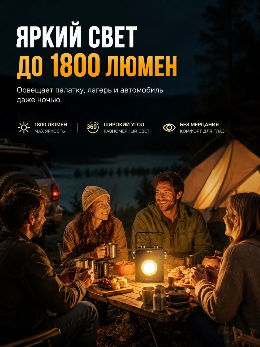Светодиодный многофункциональный кемпинговый фонарик прожектор Xiaomi NexTool Outdoor Camping Light Portable (NE20093) 170 метров / 1800 люмен