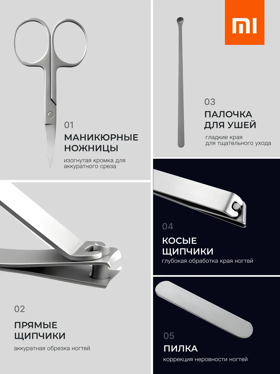 Маникюрный набор Xiaomi Mijia Nail Clipper Five Piece Set (MJZJD002QW)