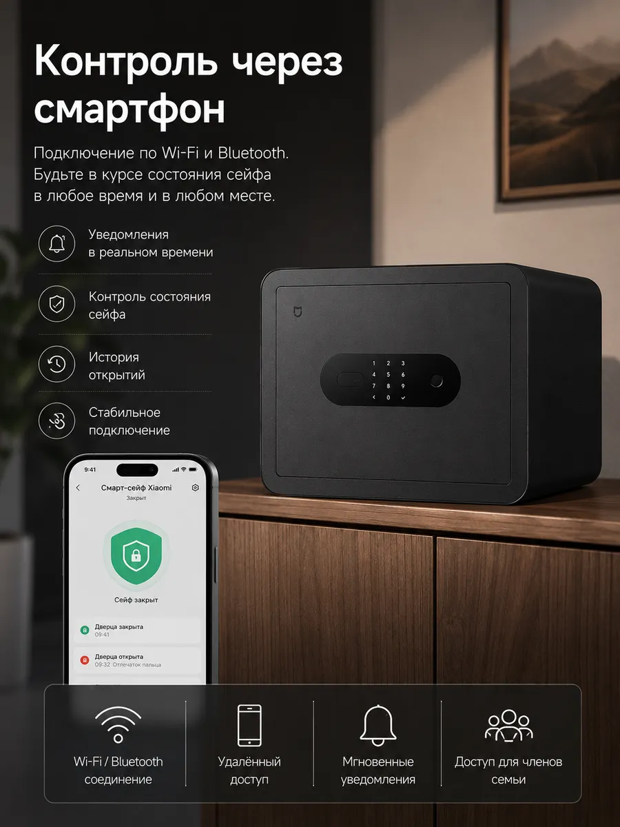Умный электронный сейф Xiaomi Mijia Smart Safe Deposit Box (BGX-5/X1-303) BHR7260CN