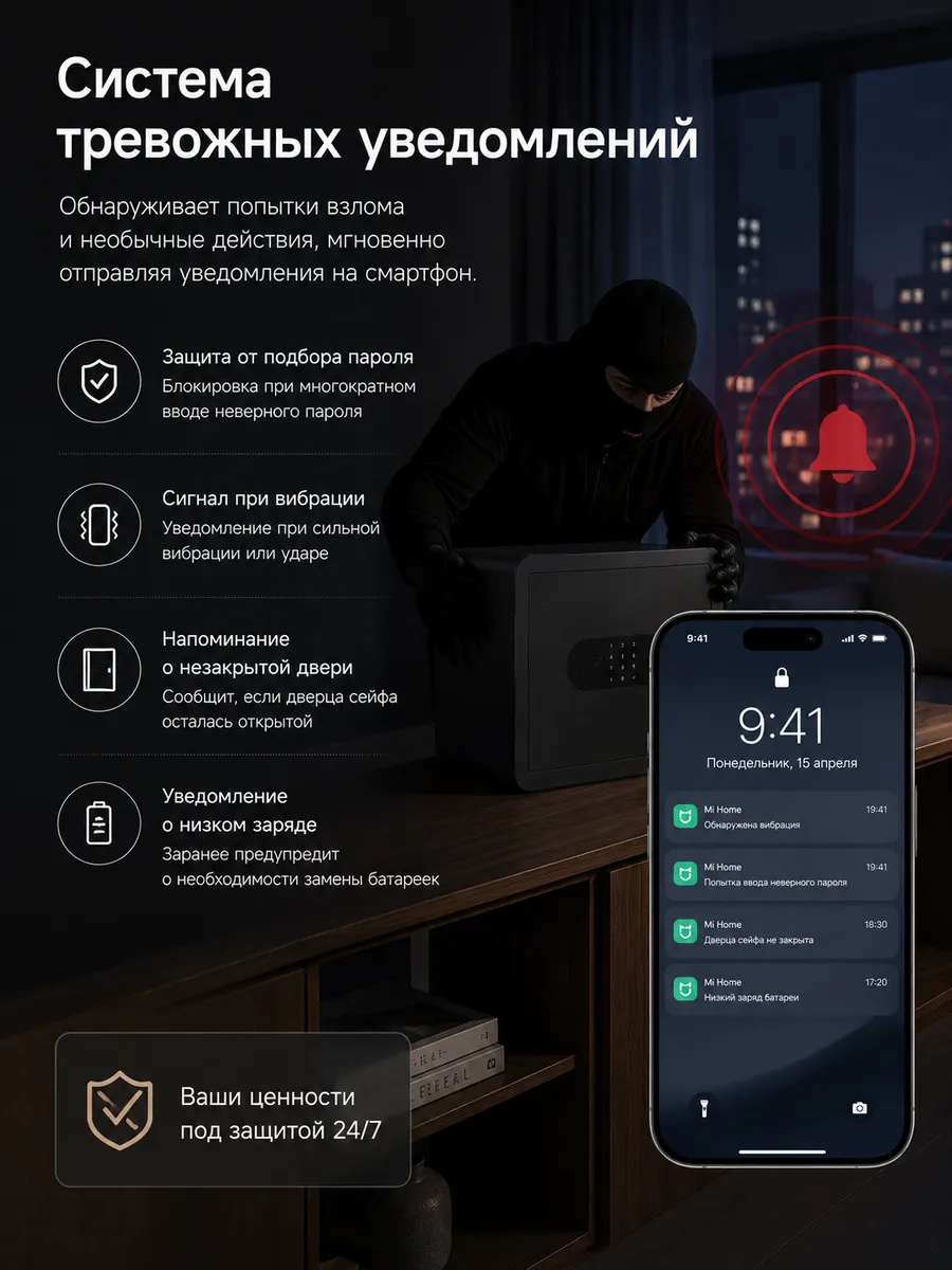 Умный электронный сейф Xiaomi Mijia Smart Safe Deposit Box (BGX-5/X1-303) BHR7260CN