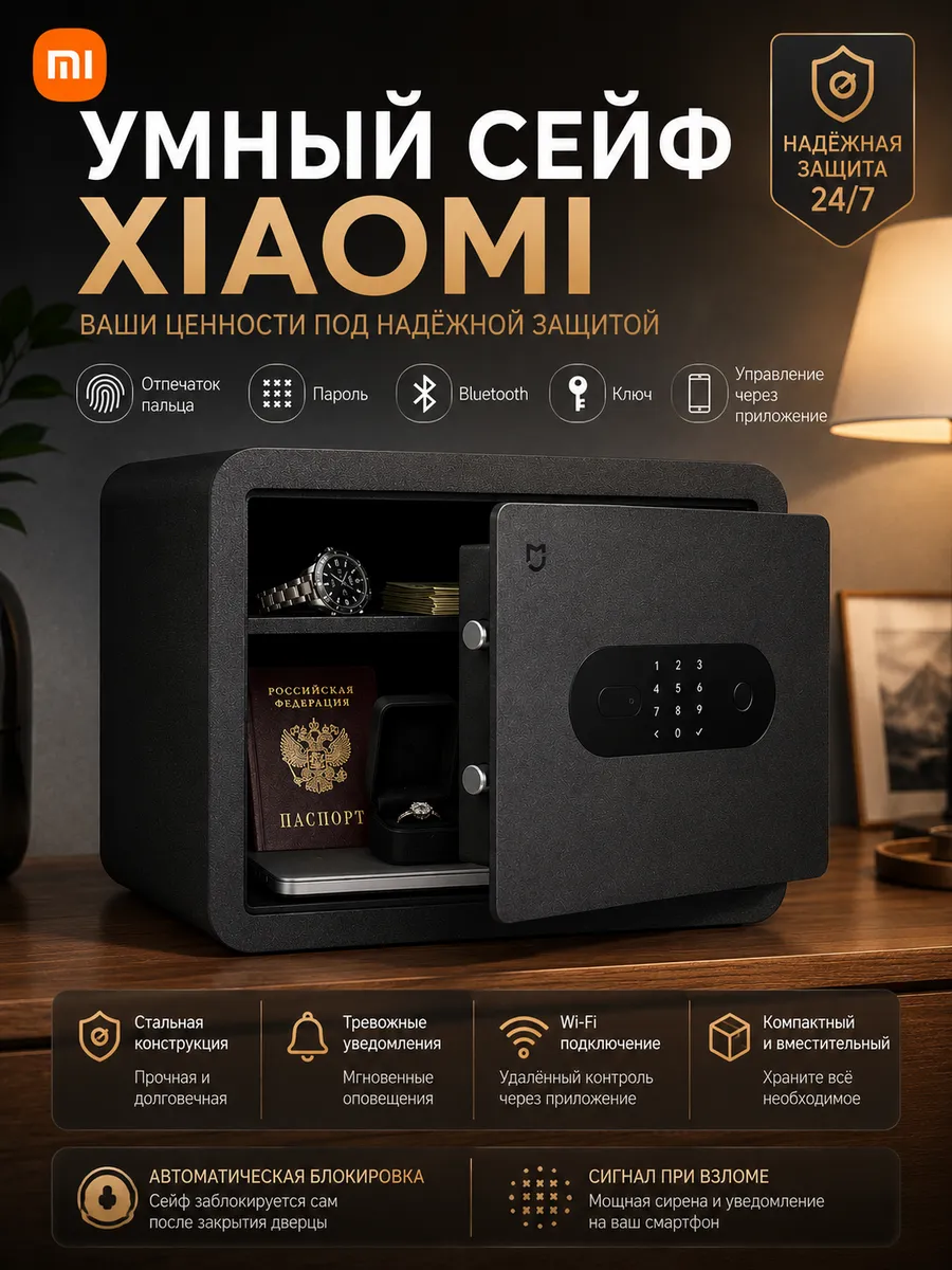 Умный электронный сейф Xiaomi Mijia Smart Safe Deposit Box (BGX-5/X1-303) BHR7260CN