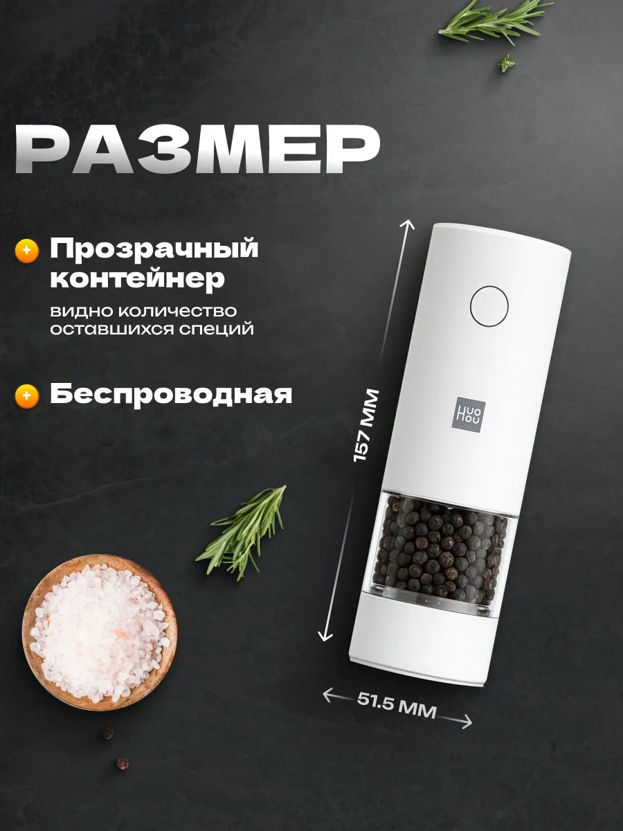 Электрическая мельница для специй Xiaomi HuoHou Electric Grinder Rechargeable (HU0201) Белый