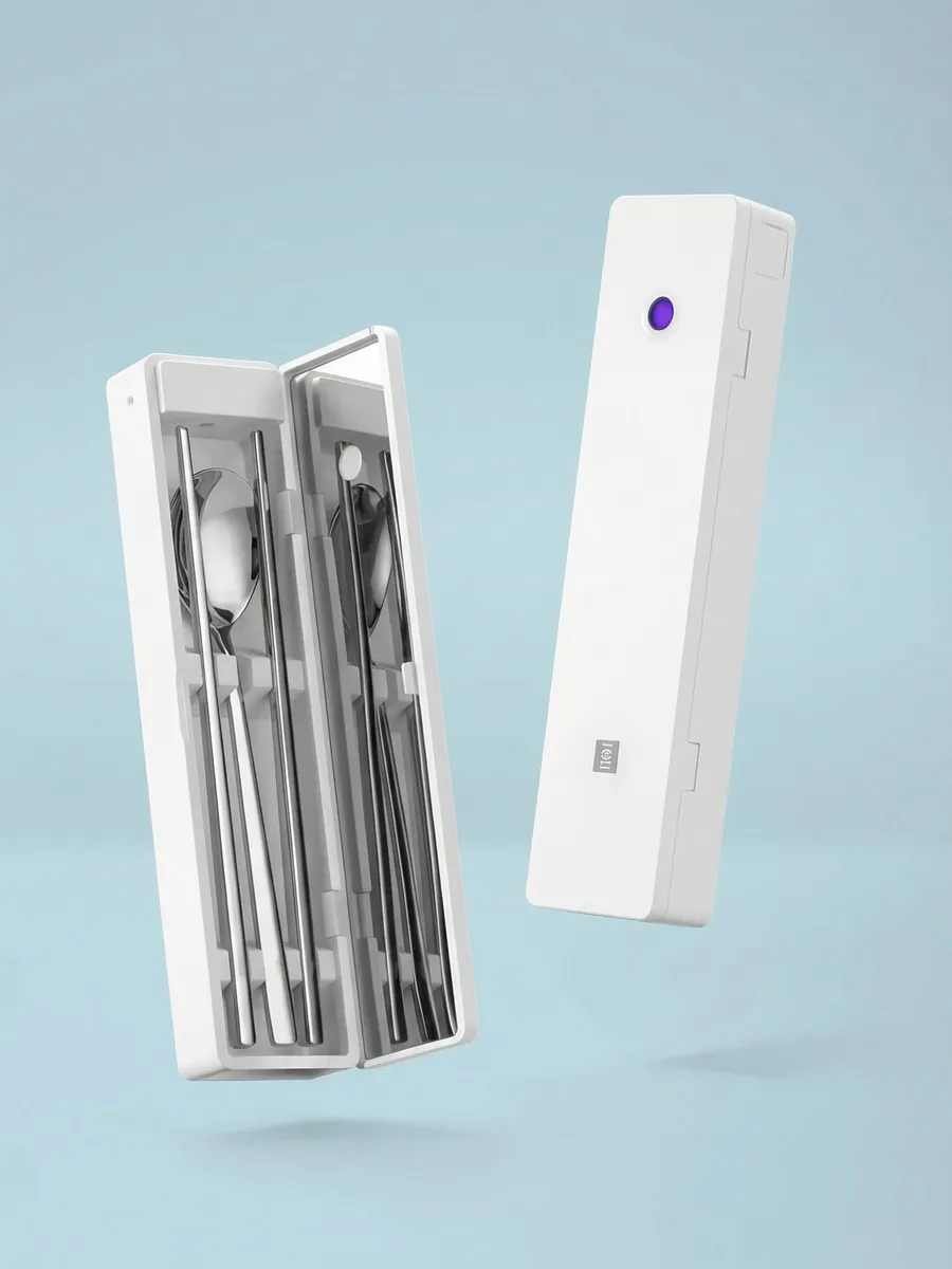 Переносной контейнер Xiaomi HuoHou Disinfectable Portable Dishware Box (HU0124) Палочки для суши и ложка с УФ стерилизацией