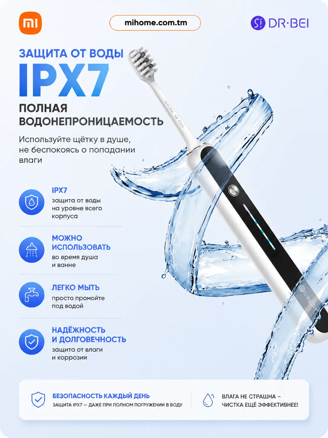 Электрическая зубная щетка Xiaomi Dr. Bei Sonic Electric Toothbrush S7 (Белый)