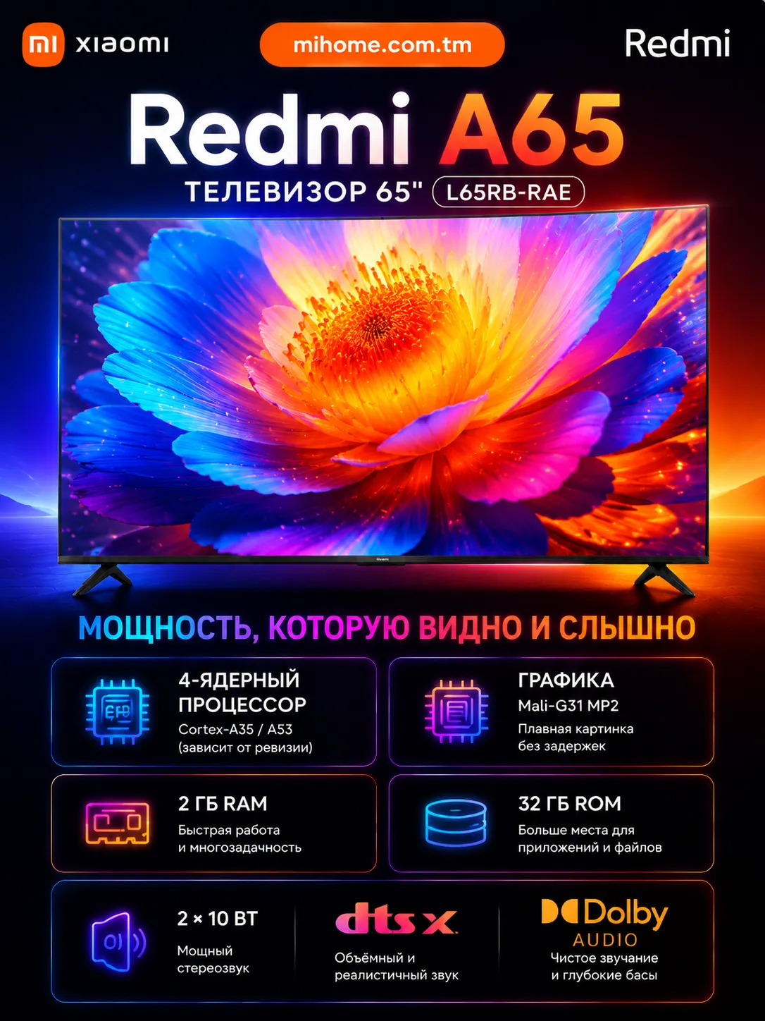 Телевизор Xiaomi Redmi A65″ (L65RB-RAE) China Version