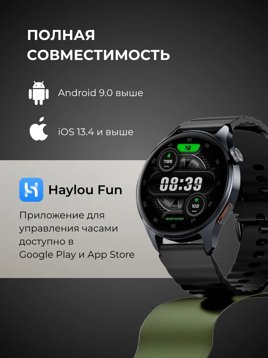 Умные смарт-часы Xiaomi Haylou Watch 4S (Черный) AMOLED 1.43"