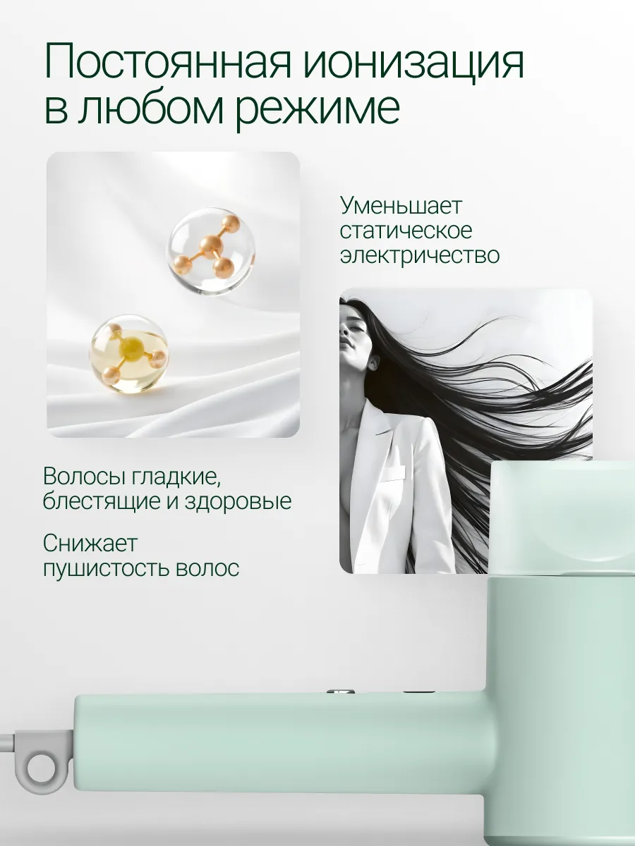 Fen Xiaomi Mijia Negative Ion Hair Dryer H301 (CMJ03ZHMG) Narpyz-ýaşyl