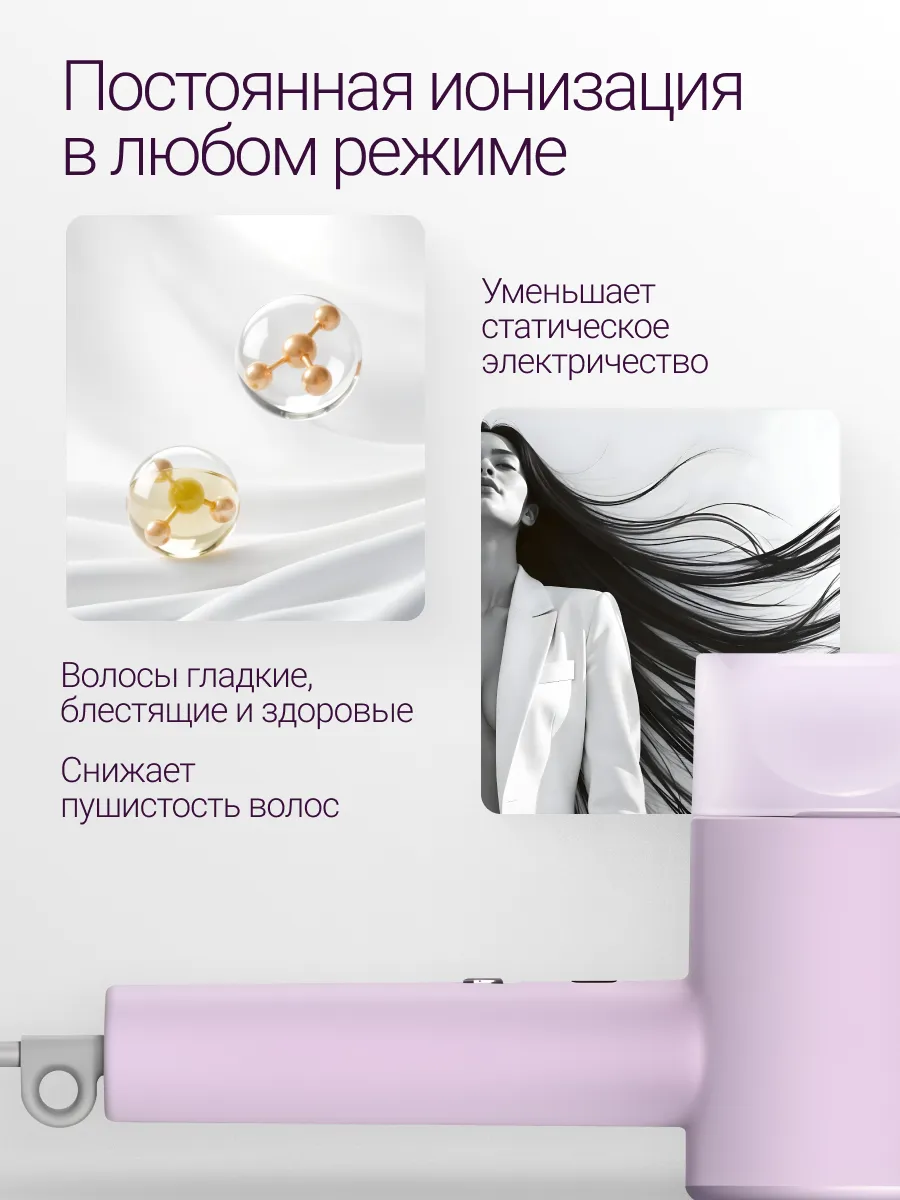 Fen Xiaomi Mijia Negative Ion Hair Dryer H301 (CMJ03ZHMV) Мягкий-сиреневый