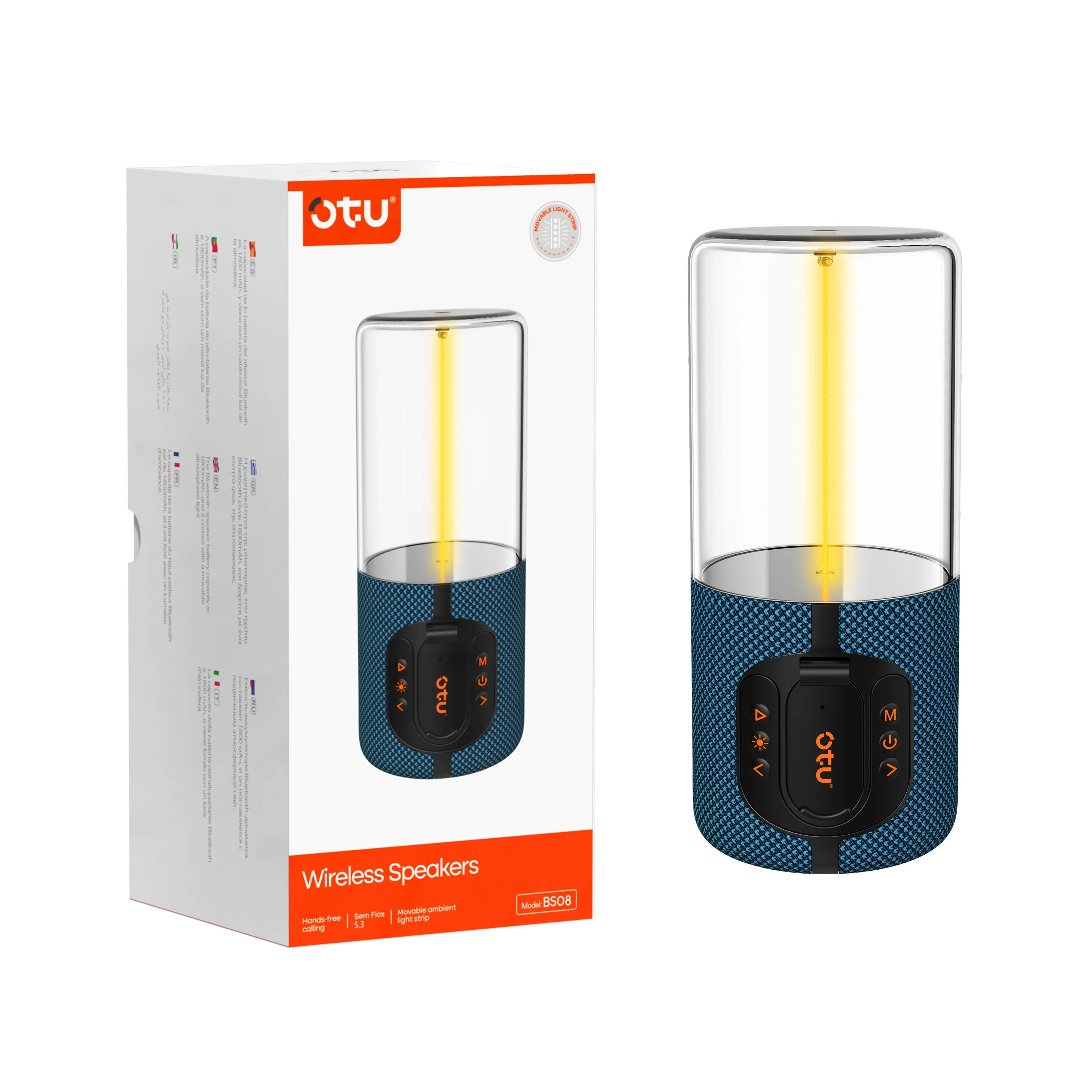 Портативная беспроводная Bluetooth колонка с RGB подсветкой OTU BS-08 (1800 mAh / 5W)