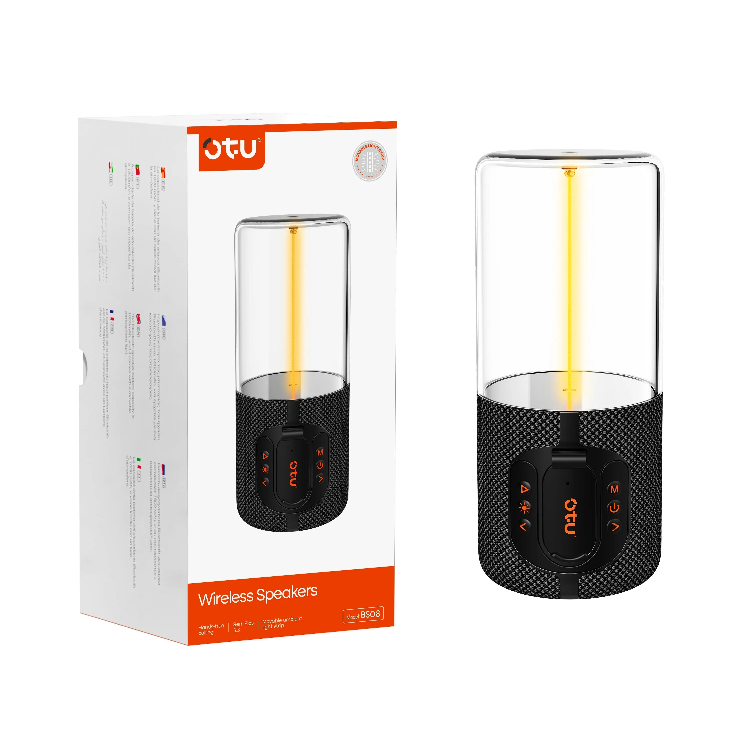 Портативная беспроводная Bluetooth колонка с RGB подсветкой OTU BS-08 (1800 mAh / 5W)