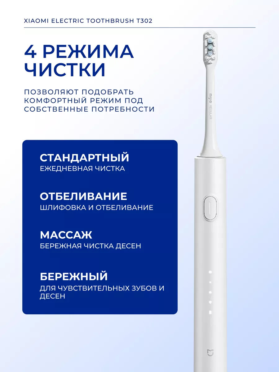 Электрическая зубная щетка Xiaomi Mijia T302 Sonic Electric Toothbrush (MES608) Серебристый