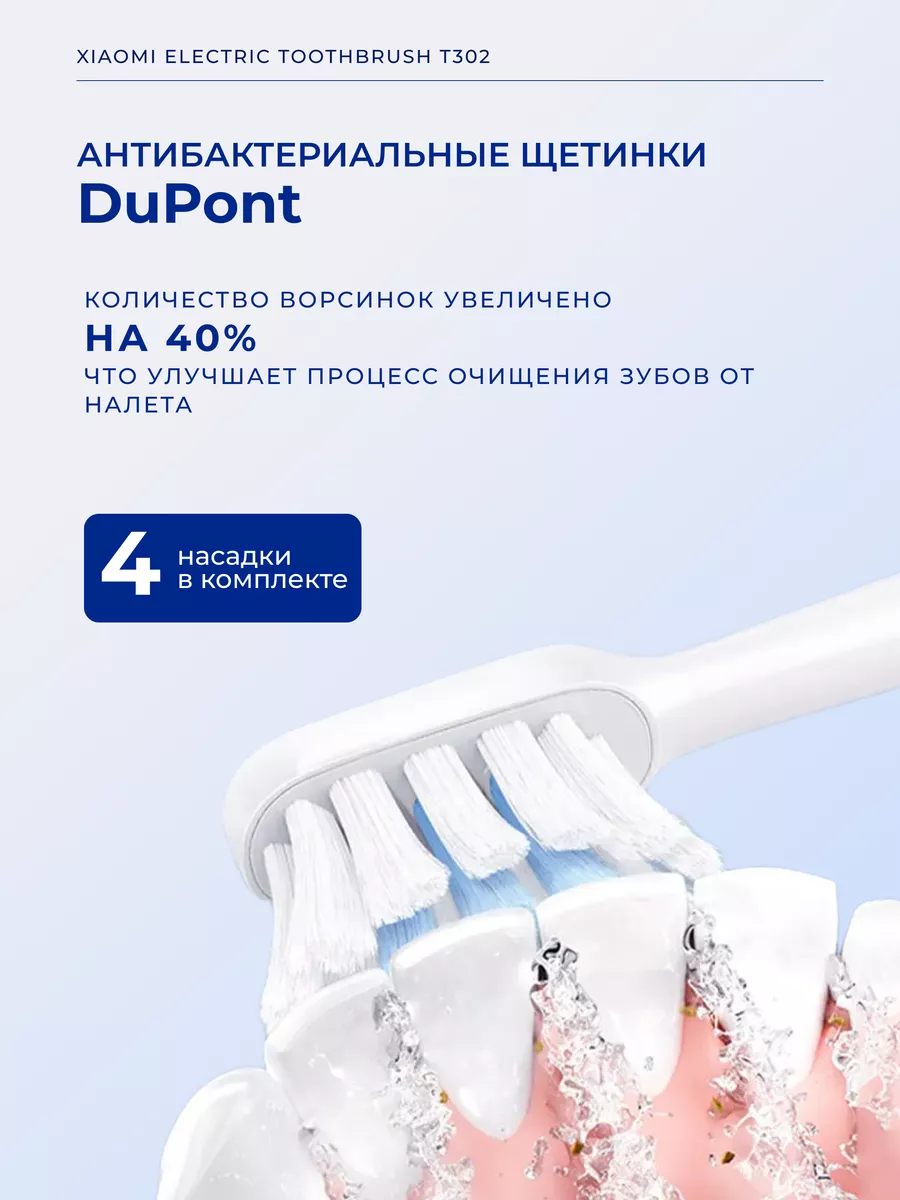 Электрическая зубная щетка Xiaomi Mijia T302 Sonic Electric Toothbrush (MES608) Серебристый