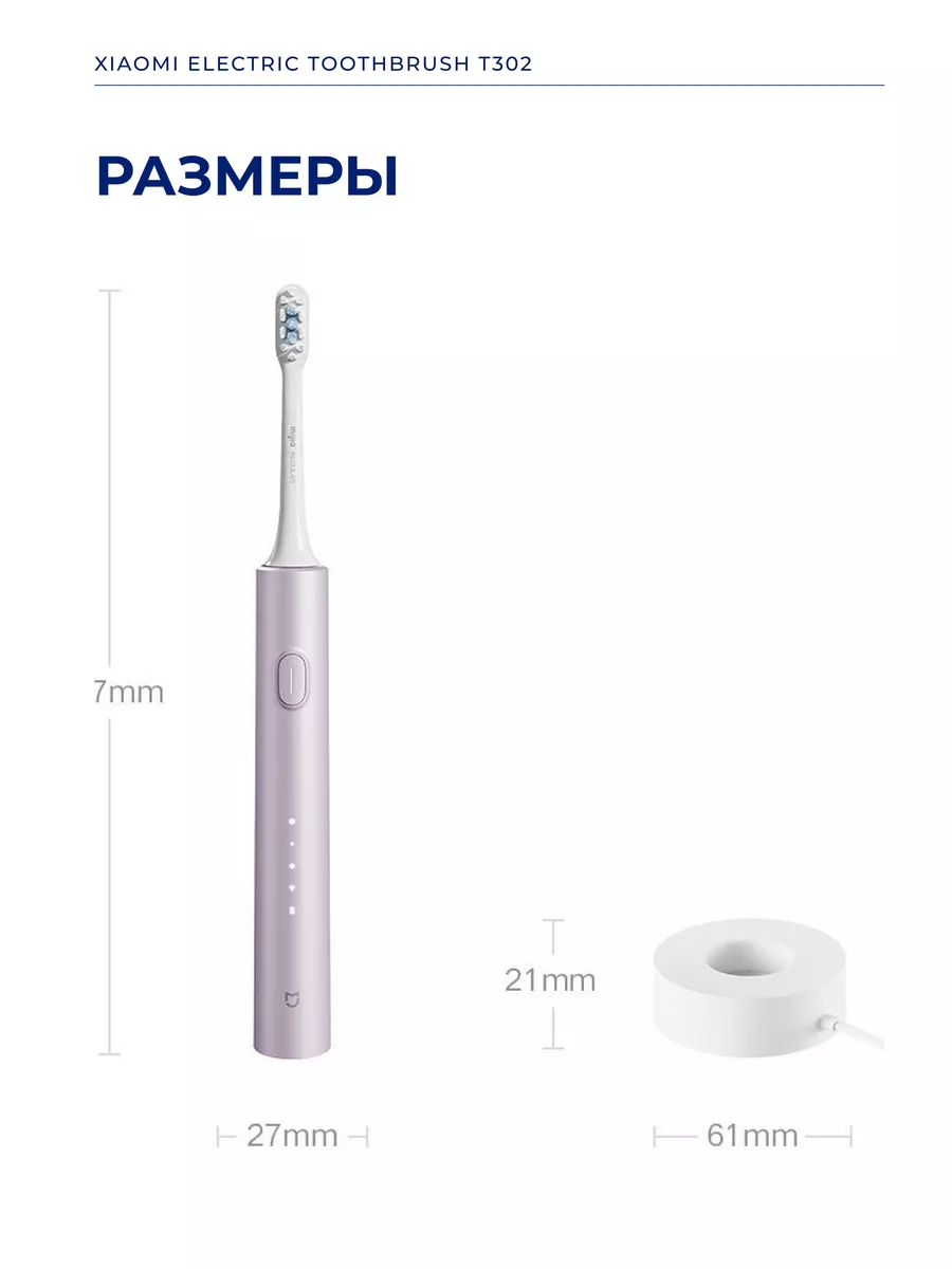 Электрическая зубная щетка Xiaomi Mijia T302 Sonic Electric Toothbrush (MES608) Фиолетовый