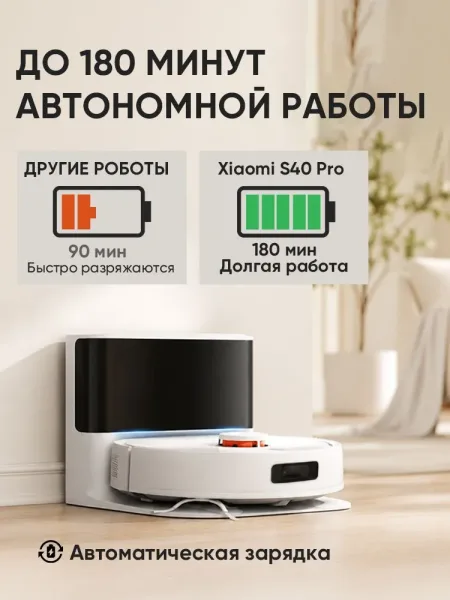 Робот‑пылесос Xiaomi Robot Vacuum S40 Pro (Белый)