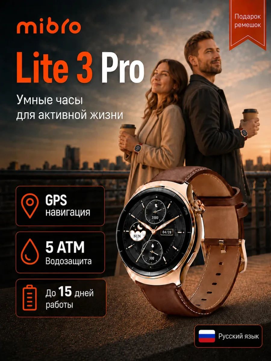 Умные смарт-часы Mibro Lite 3 Pro (Розовое золото) AMOLED 1.32"