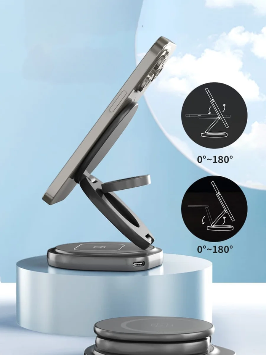 Беспроводное зарядное устройство ZGA WX05 360° Rotation and Folding 3 in 1 Magnetic 15W