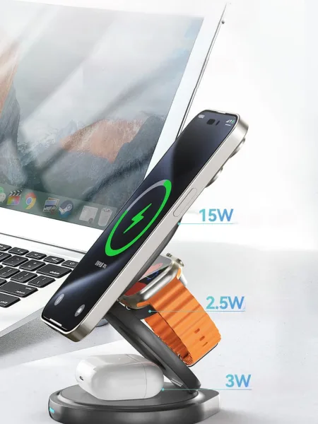 Беспроводное зарядное устройство ZGA WX05 360° Rotation and Folding 3 in 1 Magnetic 15W