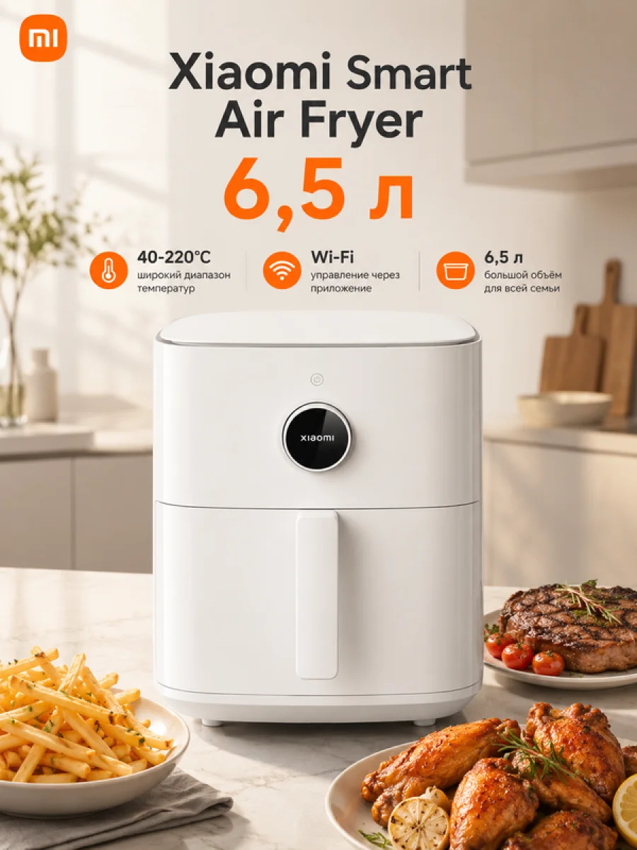 Аэрогриль Xiaomi Smart Air Fryer 6.5L (MAF10) Белый