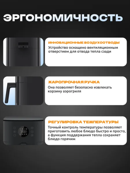 Аэрогриль Xiaomi Mi Air Fryer 6.5L (MAF-W6051) (BHR083NEU) Черный