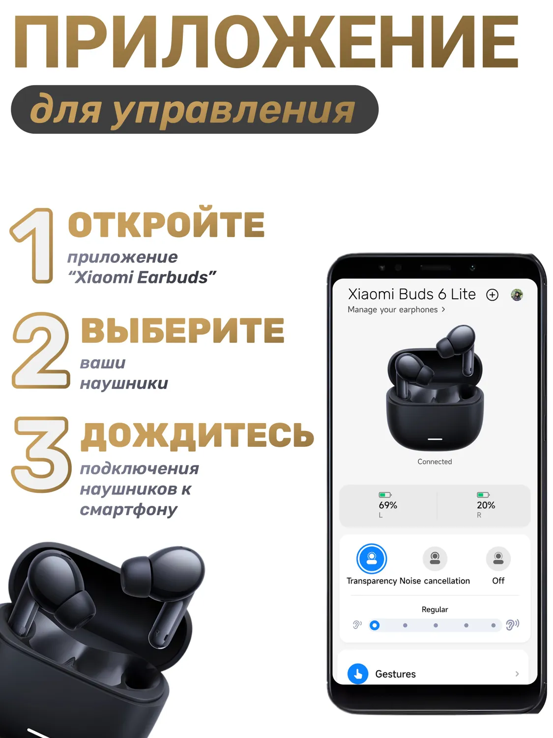 Наушники Redmi Buds 6 Lite (Чёрный)