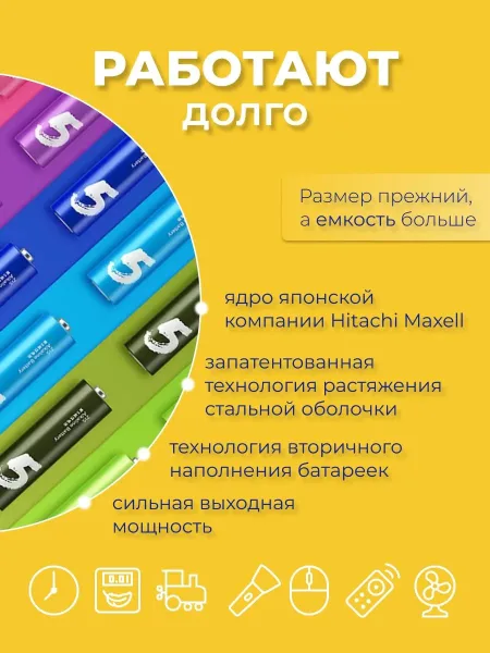 Батарейки Xiaomi ZMI Rainbow Alkaline 5 (ZI5 / AA) 10 штук