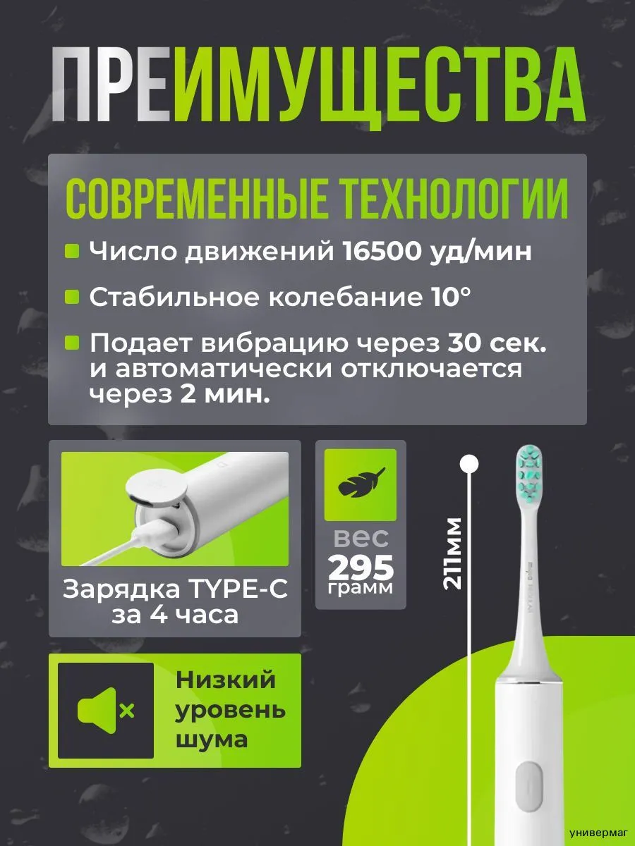 Электрическая зубная щетка Xiaomi Mijia T300 Electric Toothbrush