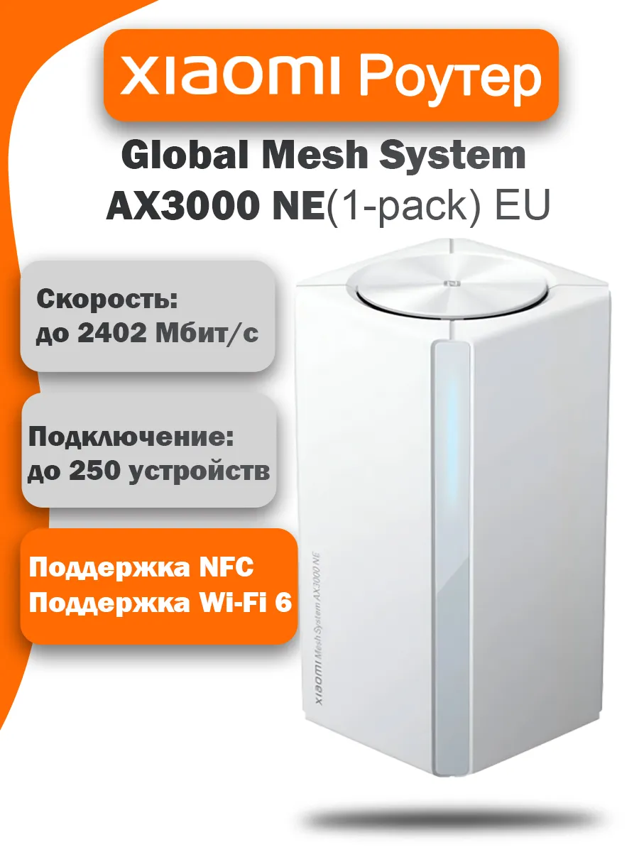Wi-Fi роутер Xiaomi Mesh System AX3000 NE 1-pack (RD28) DVB4459GL