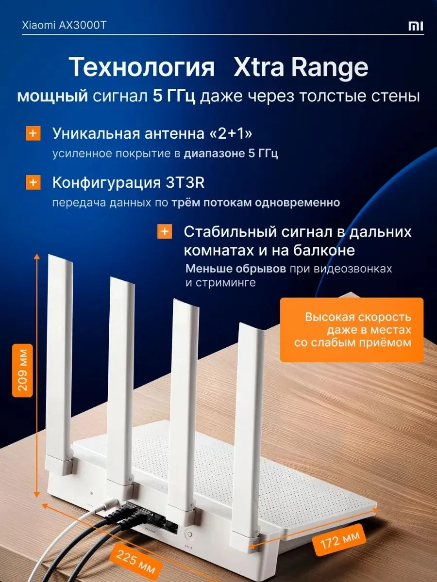 Wi-Fi роутер Xiaomi Router AX3000T (RD23) DVB4441GL